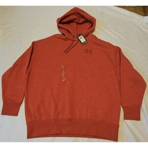 NWT Women's Under Armour Essentials Fleece Hoodie Heathered Orange Red Med